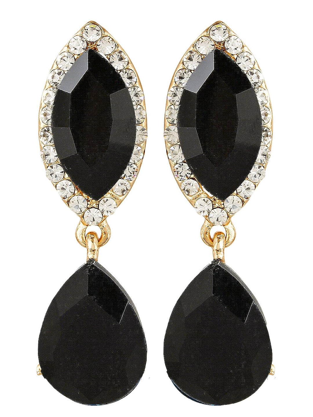 YouBella Jewellery Crystal Drop Earrings for Girls and Women (Black)