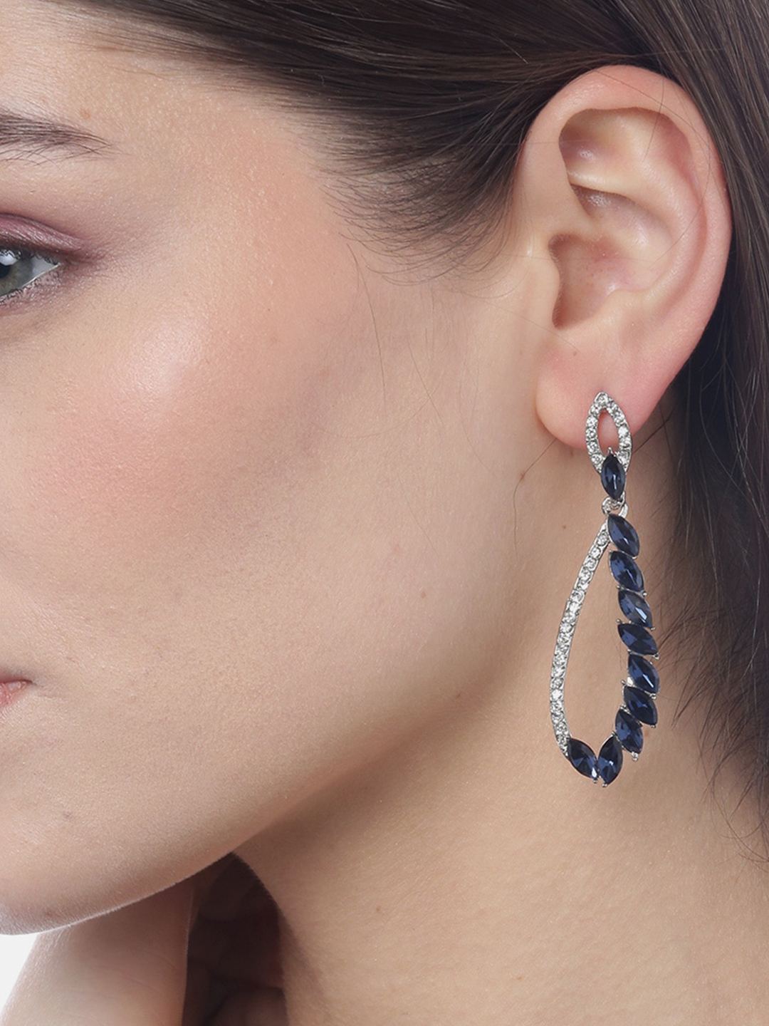 YouBella Silver Plated Fashion Stylish Fancy Party Wear Blue Earrings for Girl and Women