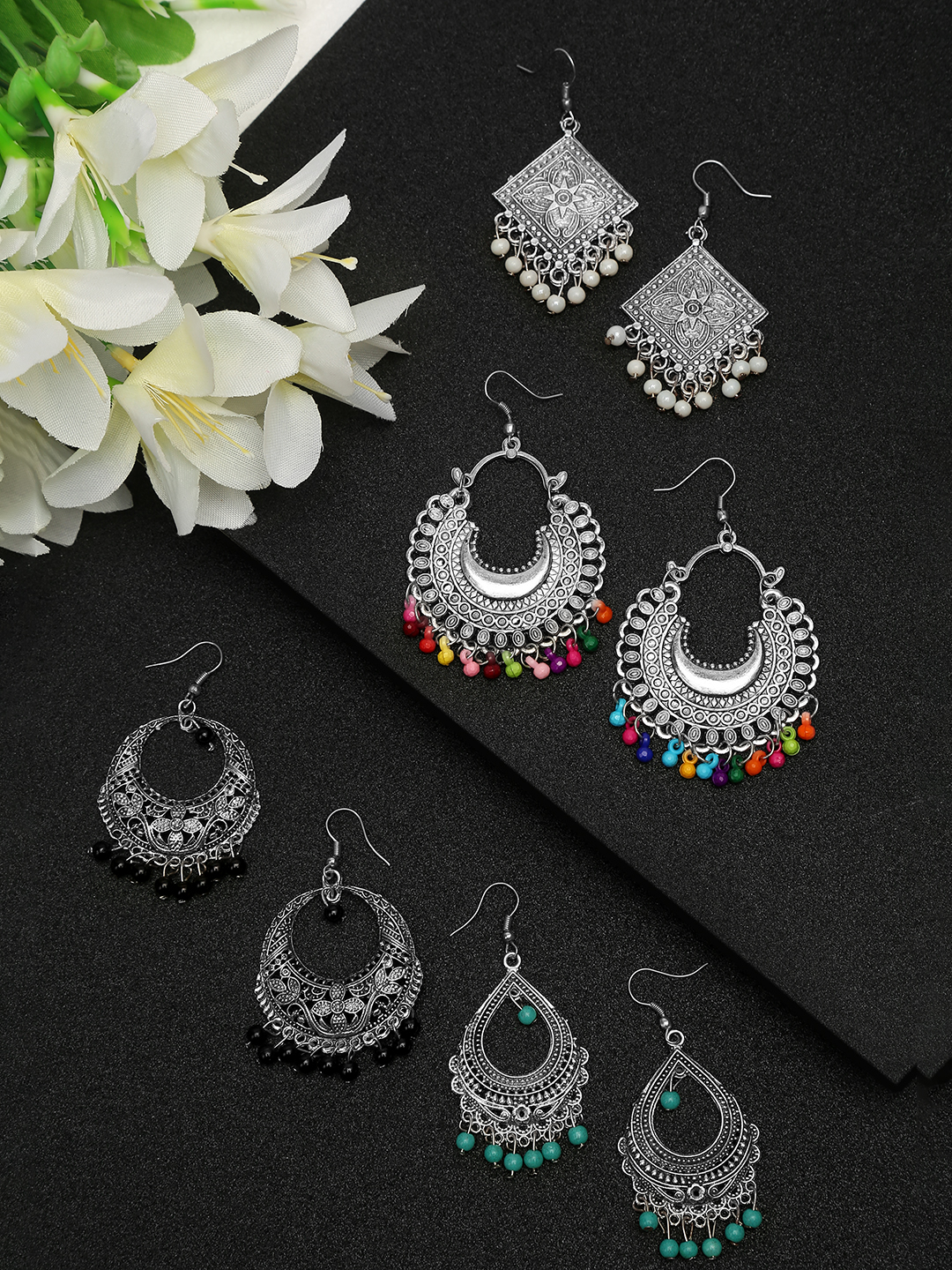 YouBella Earrings for Women Jewellery Earrings Combo of Four Afghani Kashmiri Jhumka earrings ear rings for Girls and Women