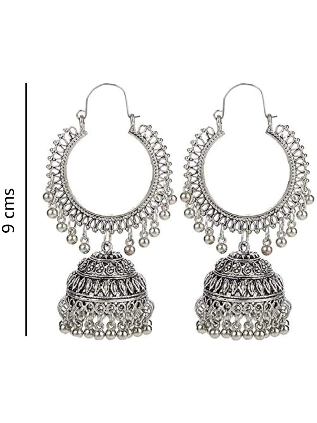YouBella Stylish Party Wear Afghani Jewellery Oxidized Silver Jhumkis Earrings for Women (Silver)(YBEAR_32197)
