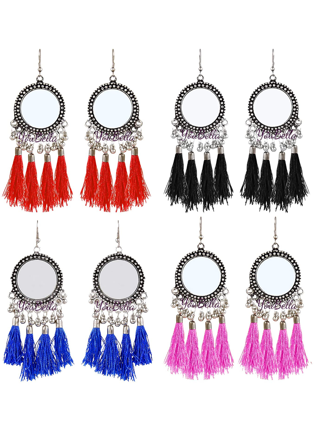 YouBella Jewellery Earings Fashion Mirror Earrings Combo of 4 for Girls and Women