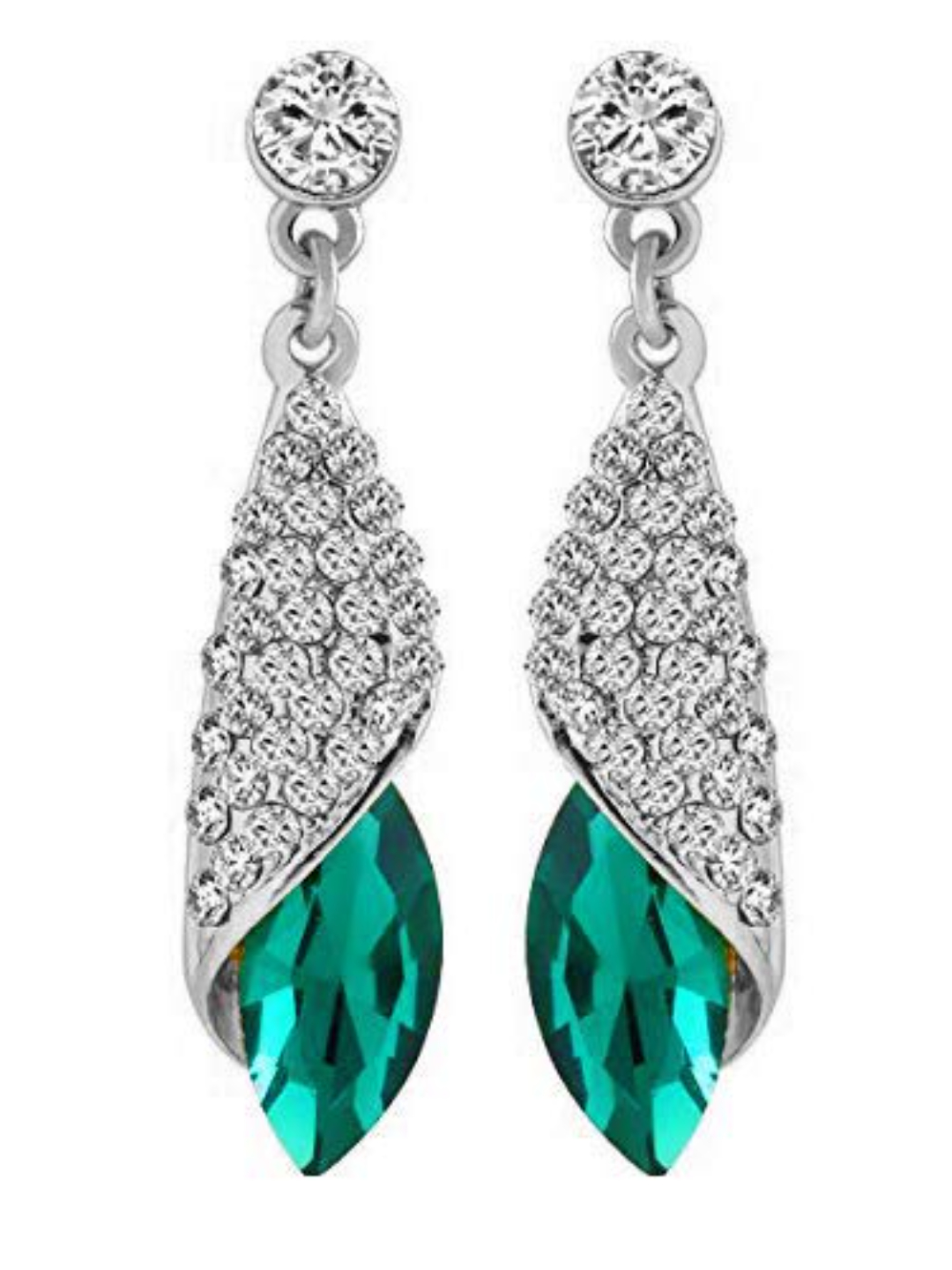 YouBella Jewellery for women Gold-plated Crystal Drop Earings Earrings for Women & Girls (Silver Green)
