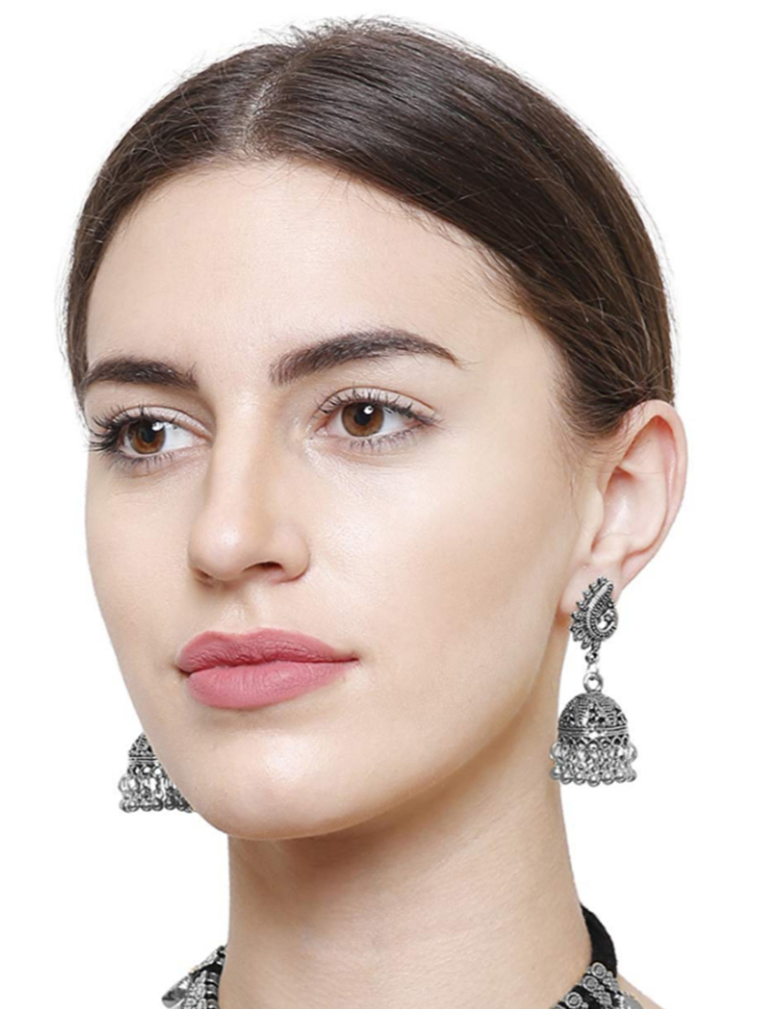 YouBella Silver Oxidized Silver Afghani Jhumka earrings for Girls and Women