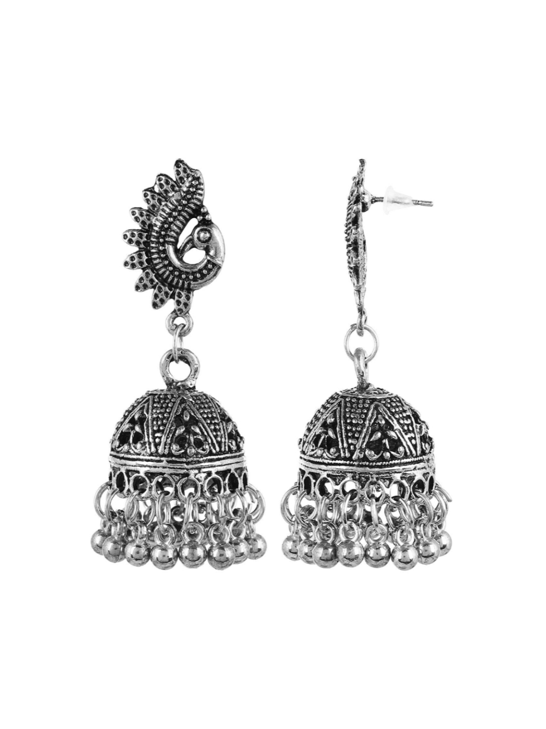 YouBella Silver Oxidized Silver Afghani Jhumka earrings for Girls and Women