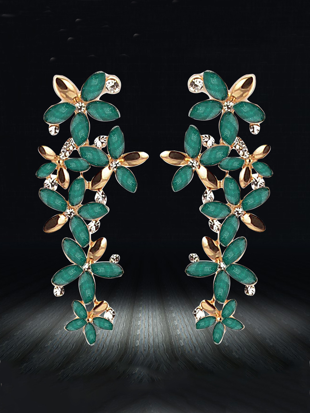YouBella Jewellery Hanging Dangler Gold Plated Earrings for Girls and Women (Green)