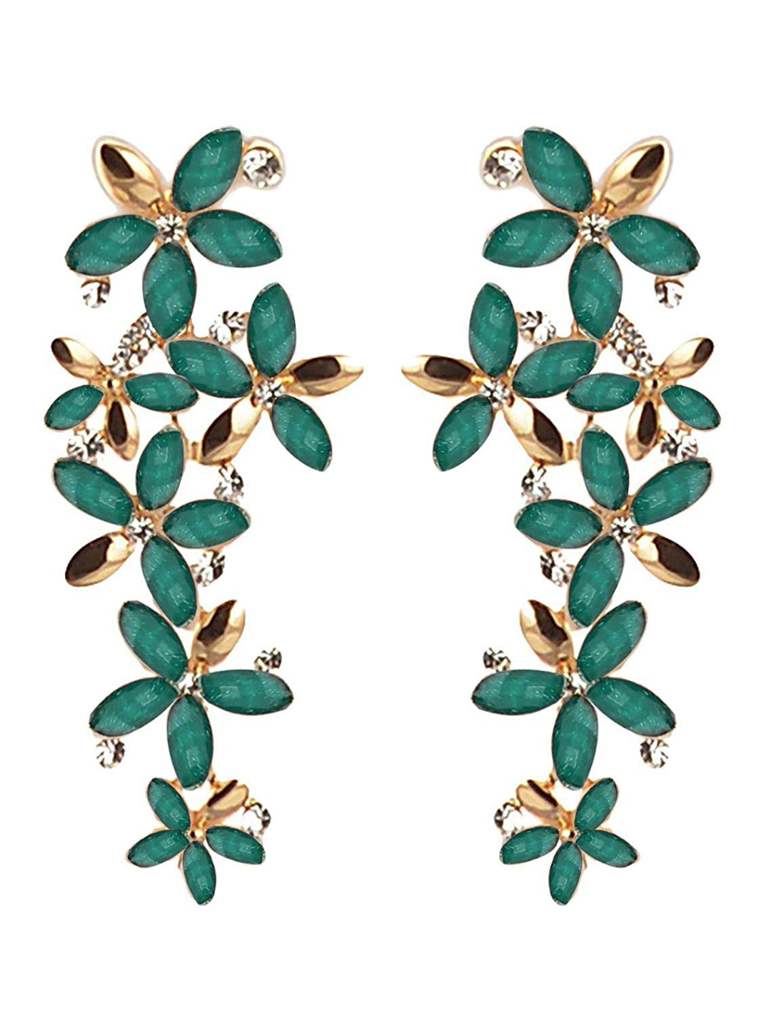 YouBella Jewellery Hanging Dangler Gold Plated Earrings for Girls and Women (Green)