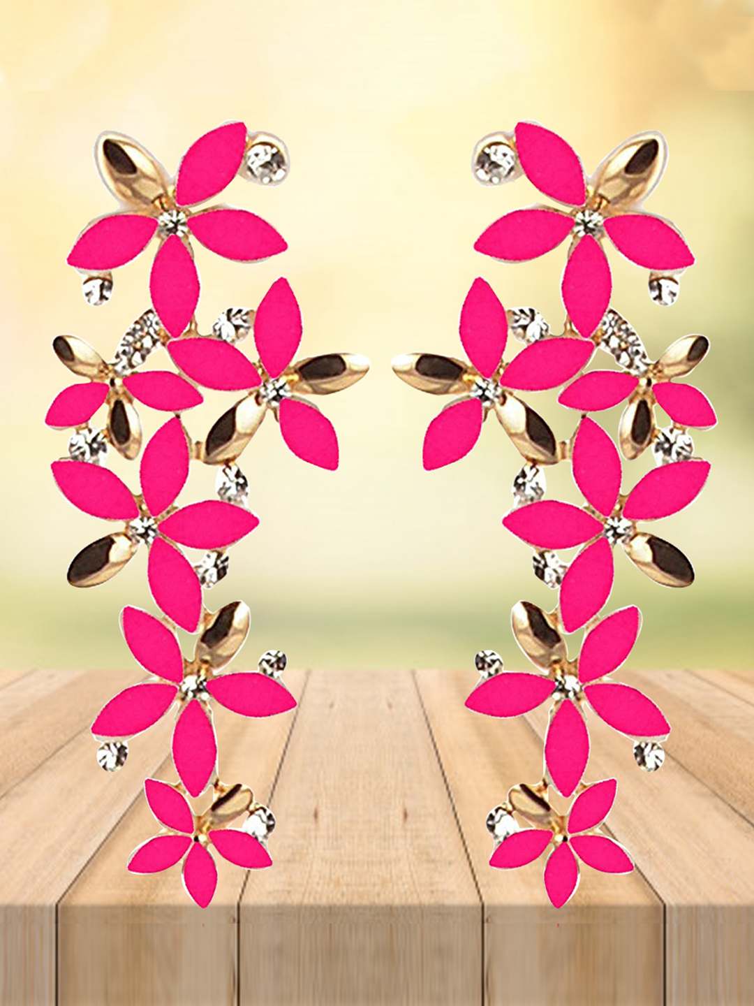 YouBella Jewellery Gold Plated Dangler Earrings for Girls and Women (Pink)