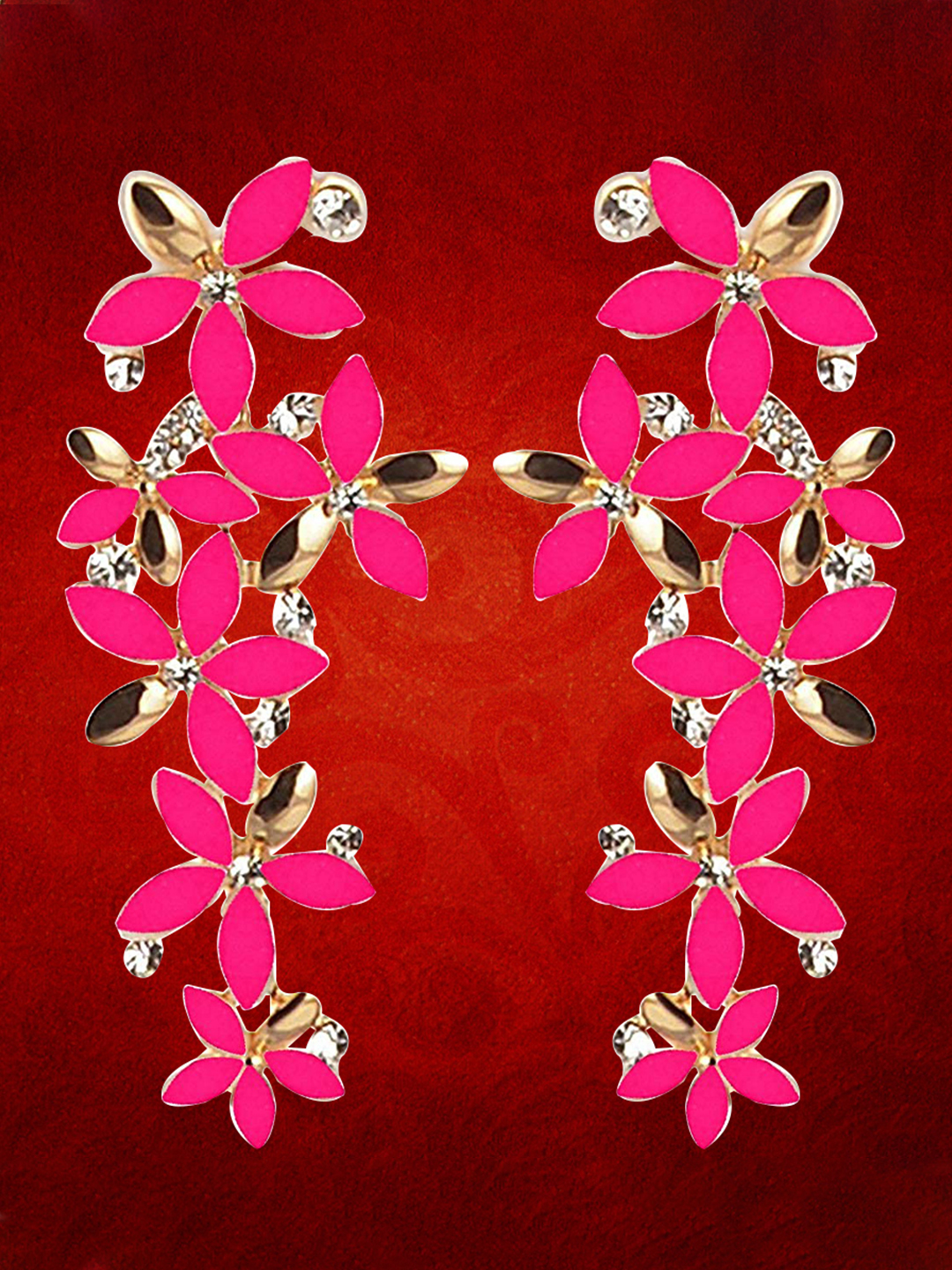 YouBella Jewellery Gold Plated Dangler Earrings for Girls and Women (Pink)