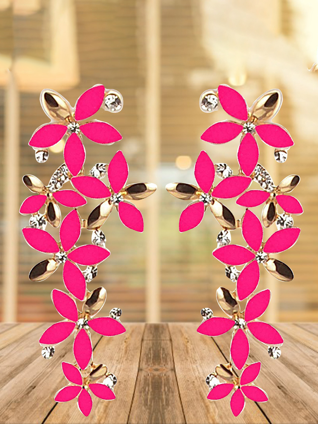 YouBella Jewellery Gold Plated Dangler Earrings for Girls and Women (Pink)