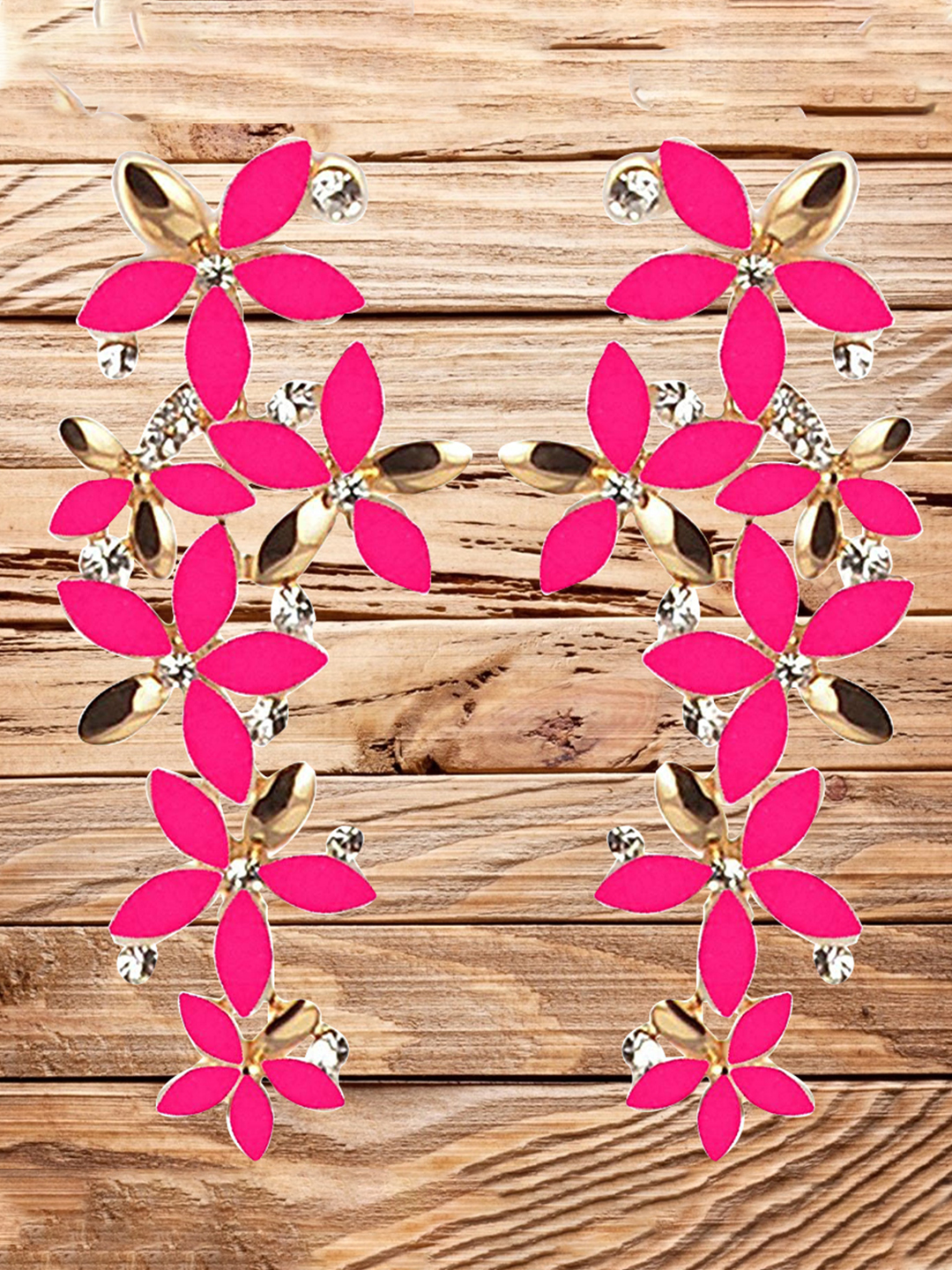 YouBella Jewellery Gold Plated Dangler Earrings for Girls and Women (Pink)