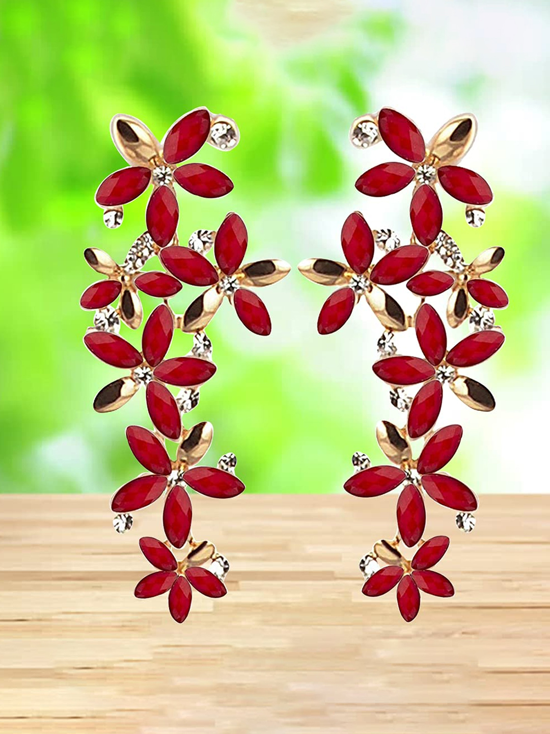 YouBella Jewellery Designer Hanging Earrings for Girls and Women (Red)