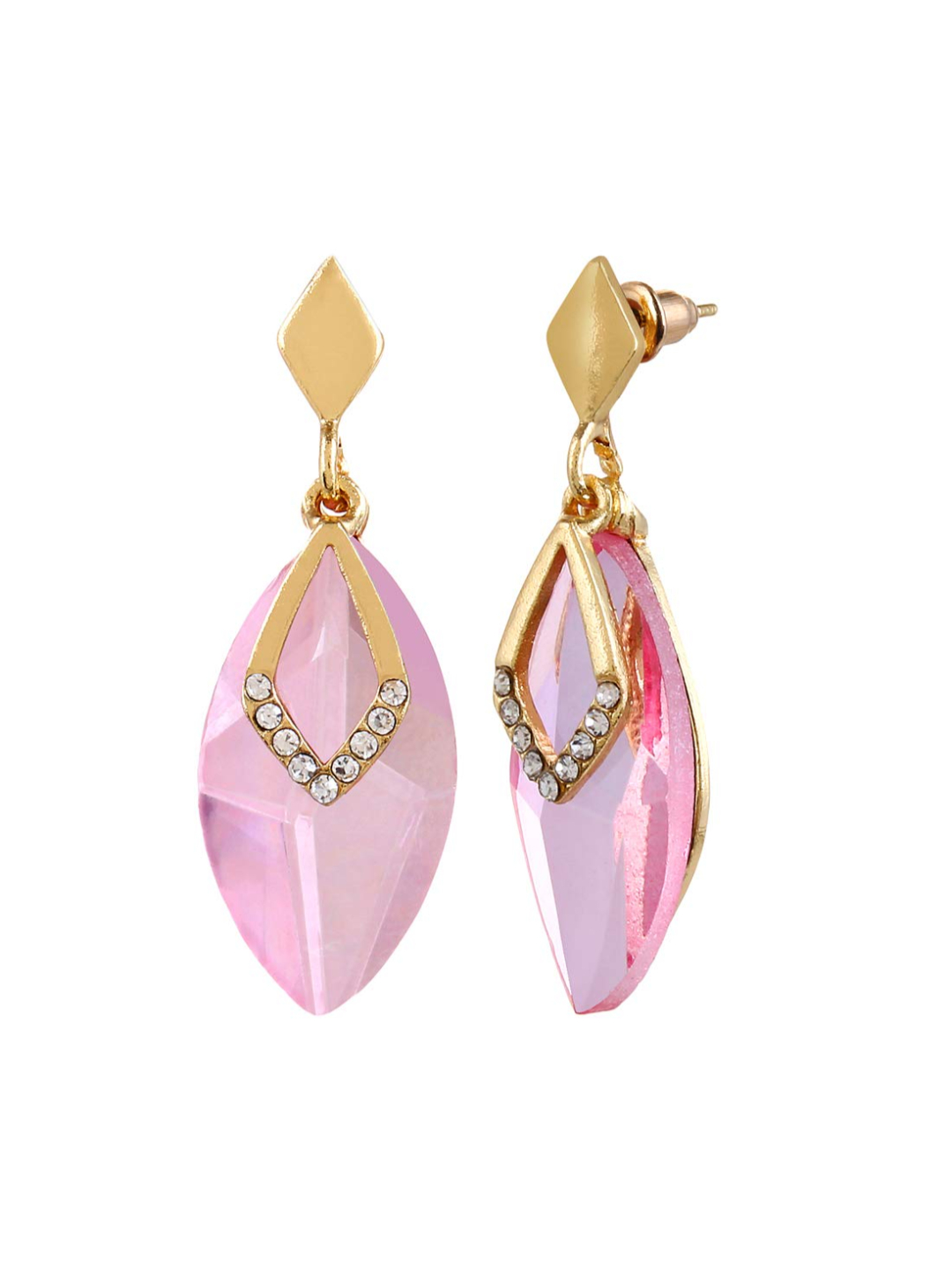 YouBella Fashion Jewellery Pink Gold-Plated Fancy Earrings for Women