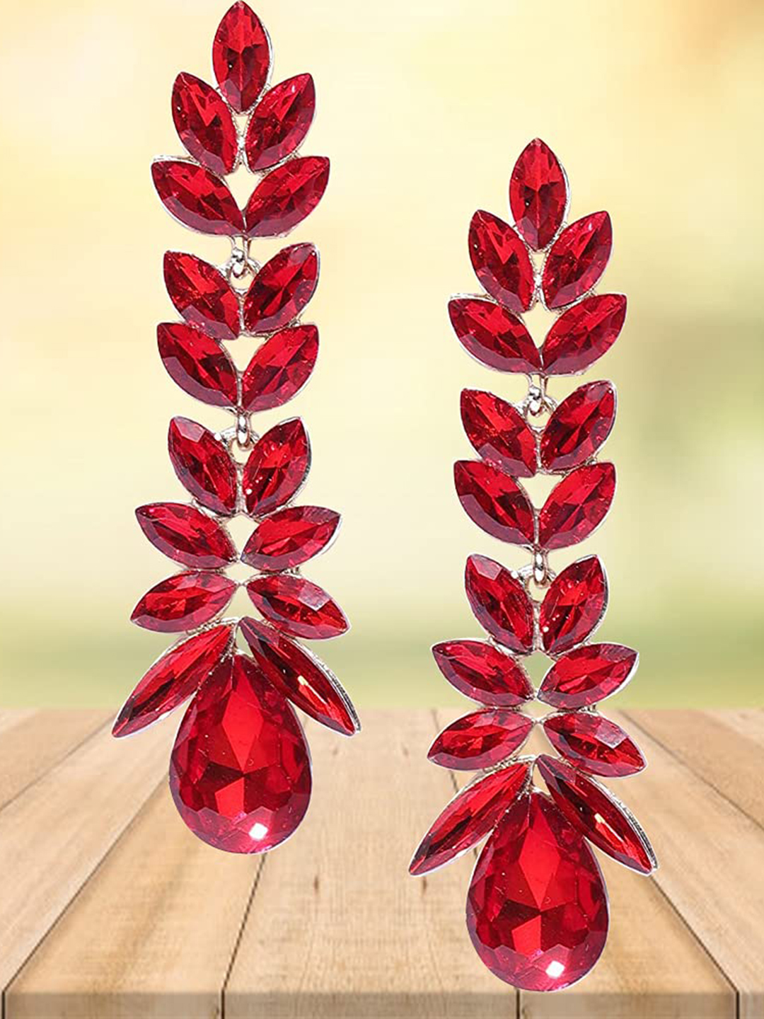 YouBella Jewellery Valentine Collection Earings Crystal Earrings for Girls and Women (Red)