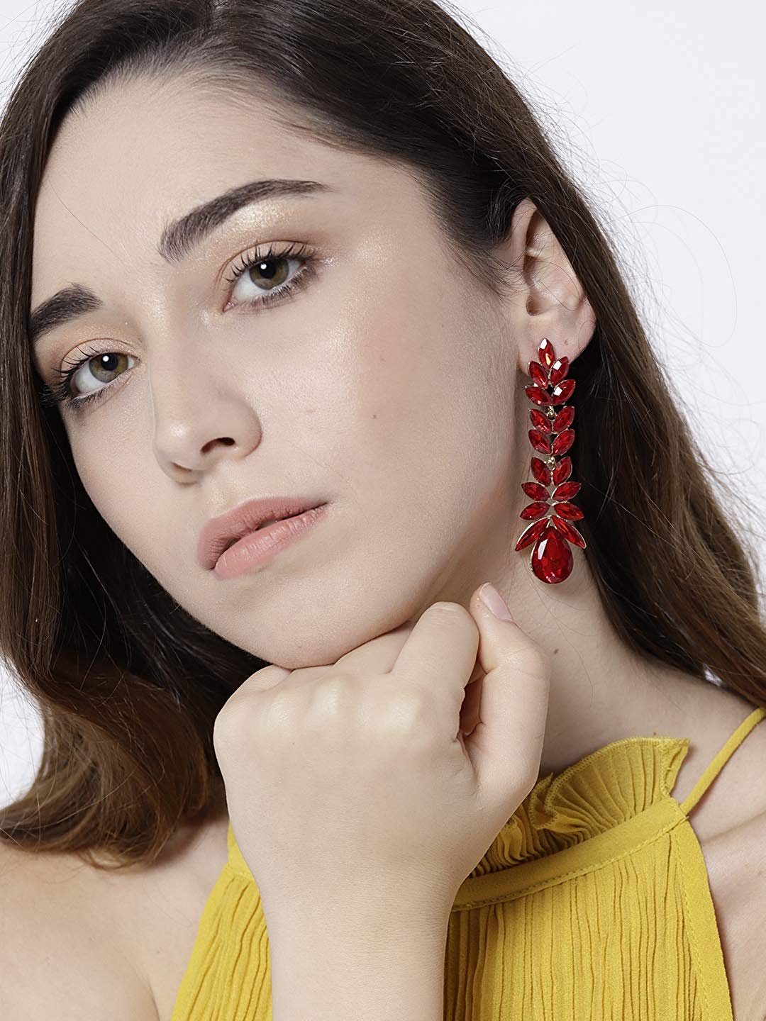 YouBella Jewellery Valentine Collection Earings Crystal Earrings for Girls and Women (Red)