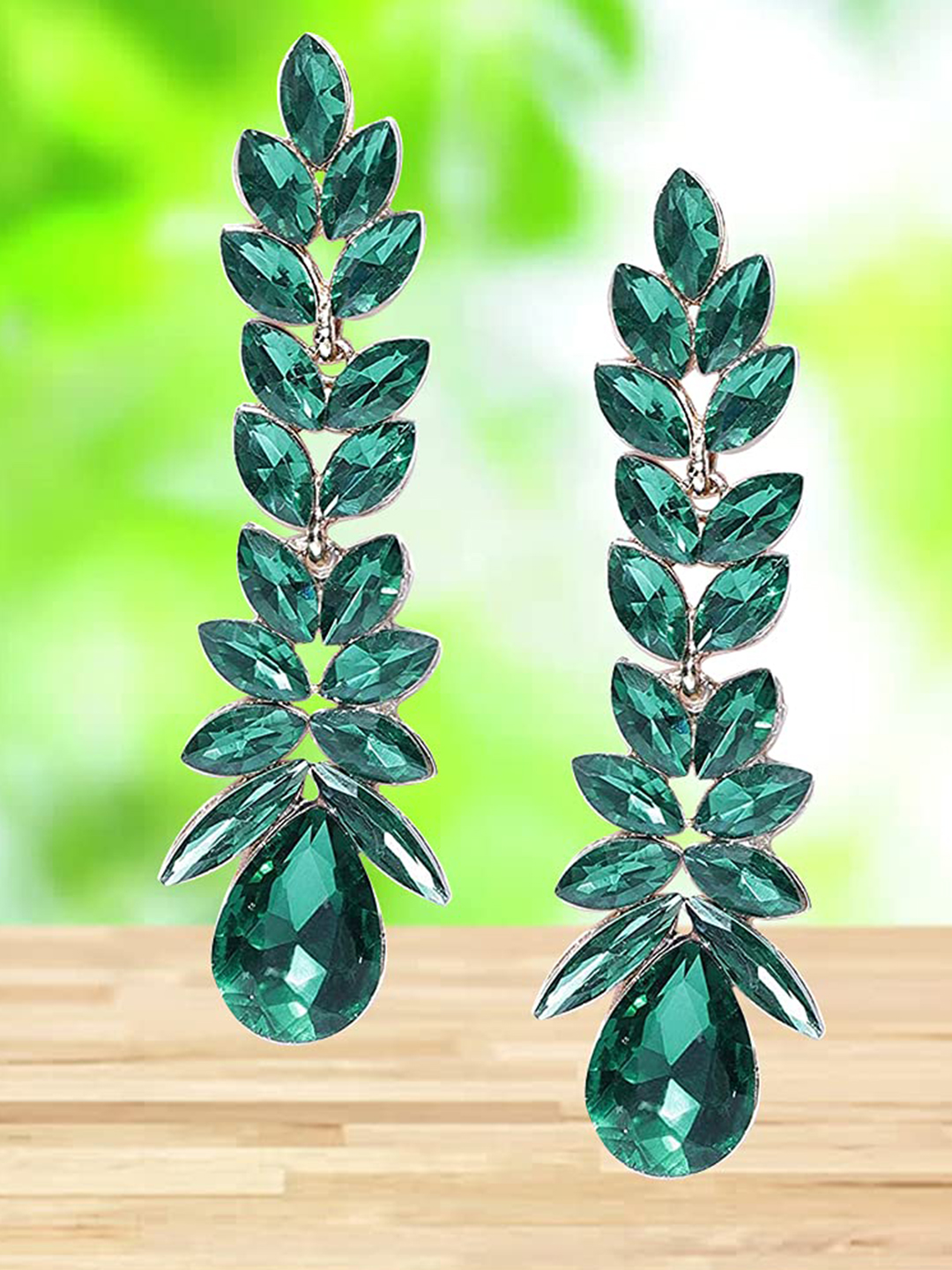 YouBella Jewellery Valentine Collection Earings Crystal Earrings for Girls and Women (Green)