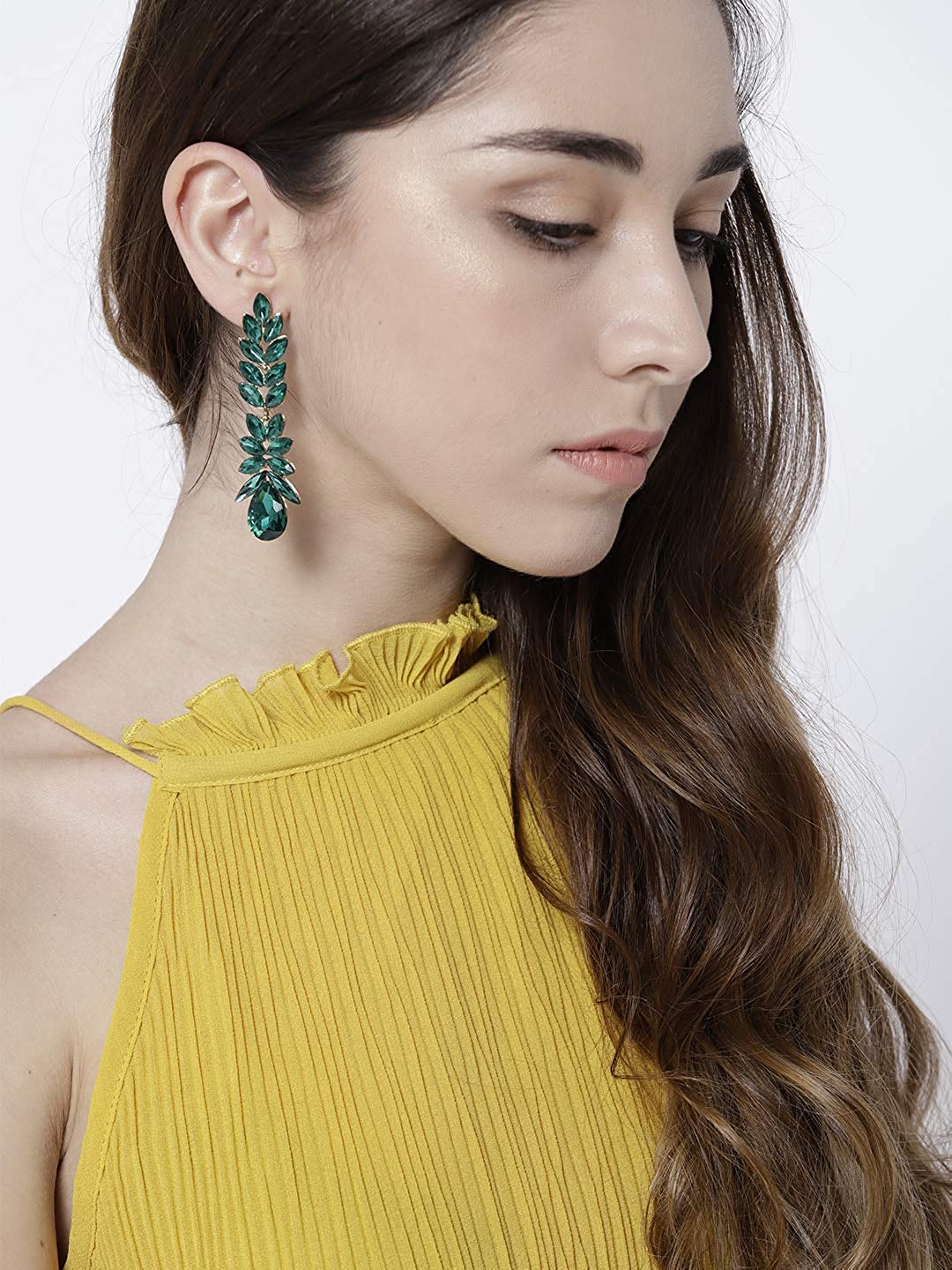 YouBella Jewellery Valentine Collection Earings Crystal Earrings for Girls and Women (Green)