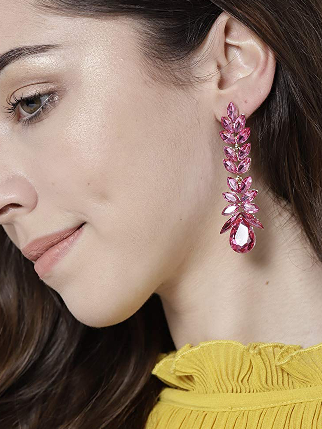 YouBella Jewellery Valentine Collection Earings Crystal Earrings for Girls and Women (Pink)