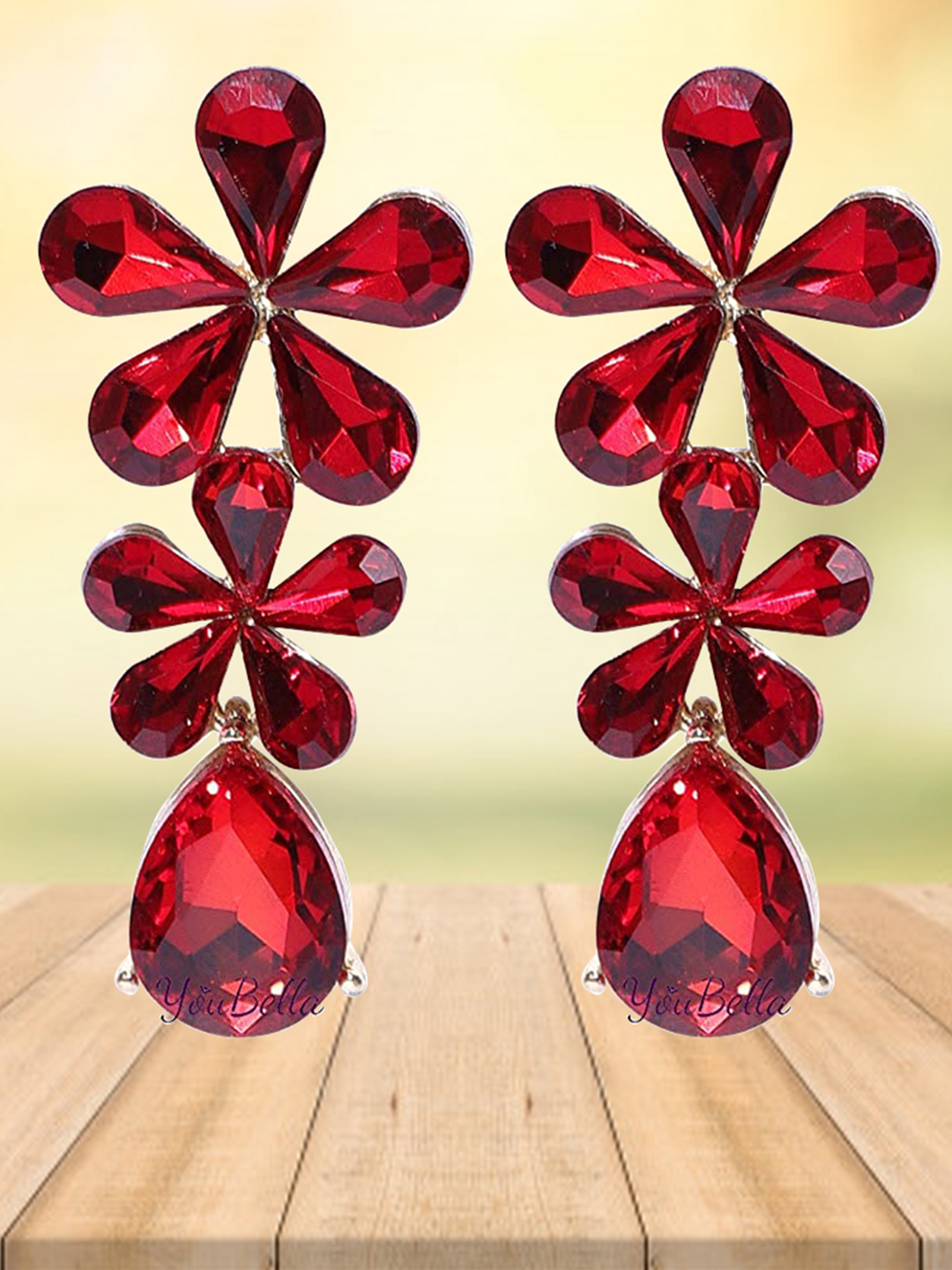 YouBella Jewellery Valentine Collection AAA Swiss Zircon Earings Fashion Earrings for Girls and Women (Red)