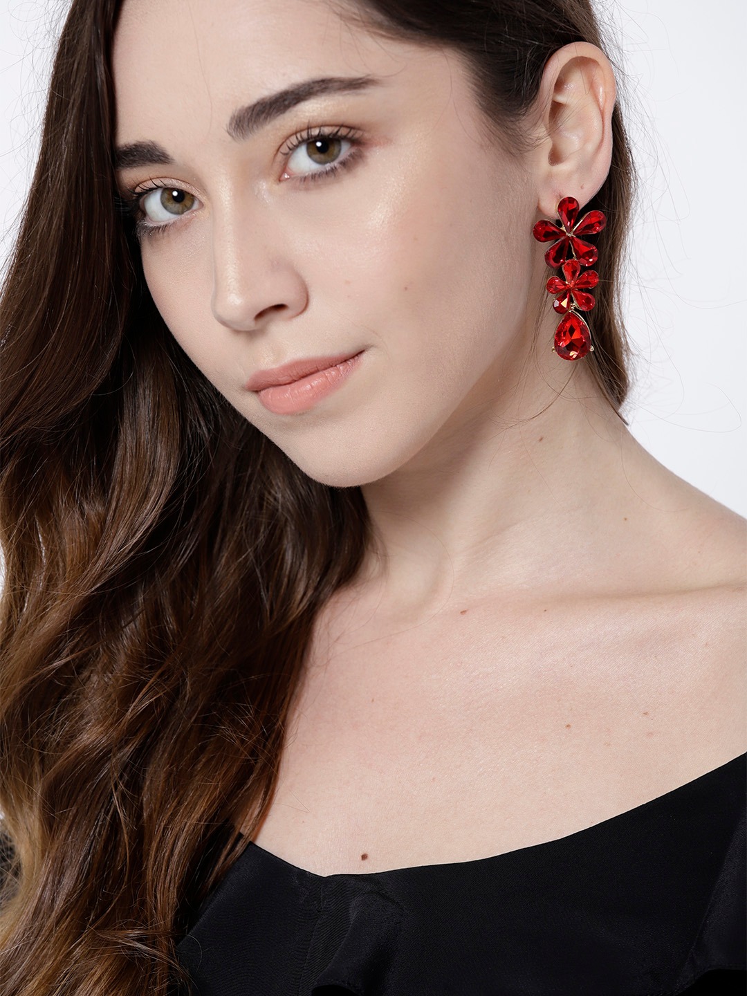 YouBella Jewellery Valentine Collection AAA Swiss Zircon Earings Fashion Earrings for Girls and Women (Red)