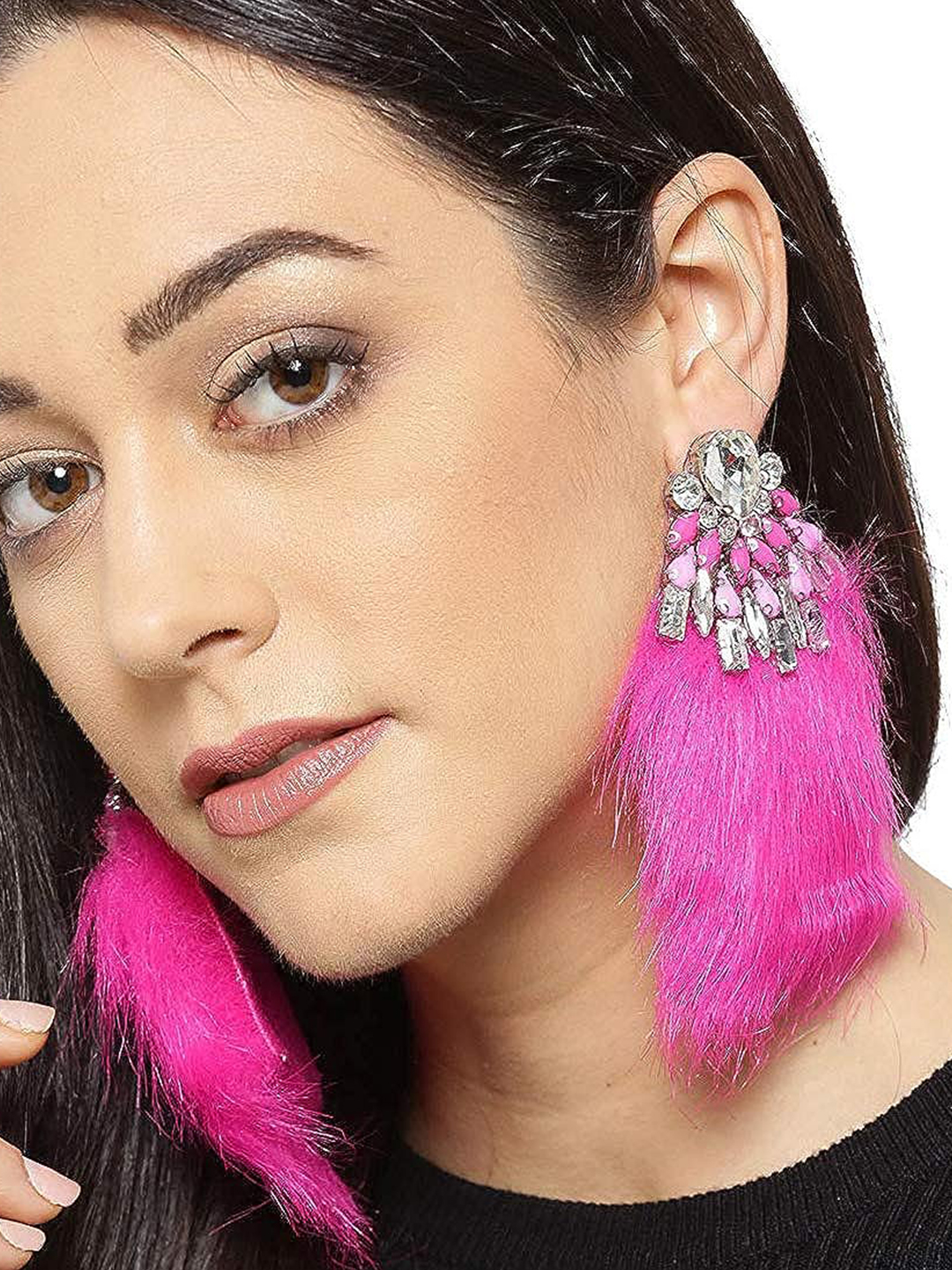 YouBella gold-plated Jewellery Feather tassle earrings for Girls (Pink)