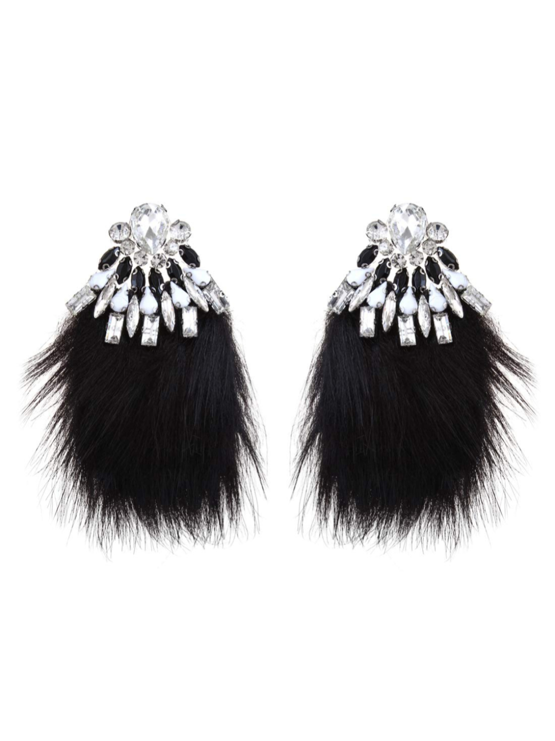 YouBella Gold Plated Feather Tassle Earrings Jewellery for Women (Black)