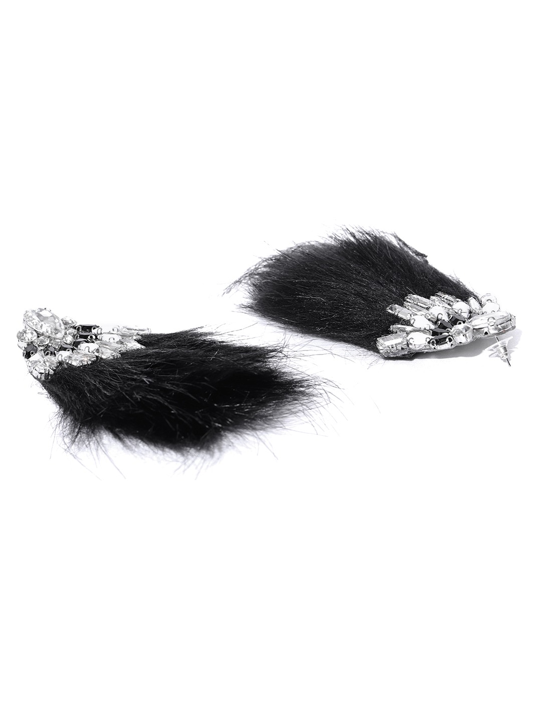 YouBella Gold Plated Feather Tassle Earrings Jewellery for Women (Black)