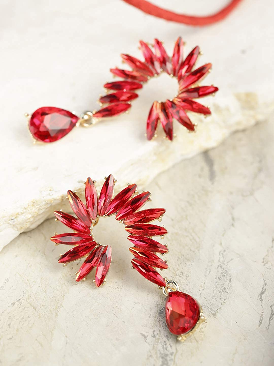 YouBella Jewellery Valentine Collection AAA Swiss Zircon Earings Fashion Earrings for Girls and Women (Red)