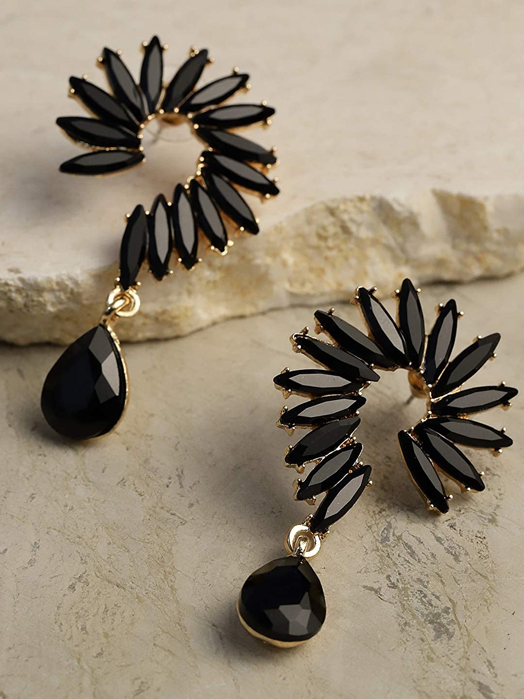 YouBella Jewellery Valentine Collection AAA Swiss Zircon Earings Fashion Earrings for Girls and Women (Black)