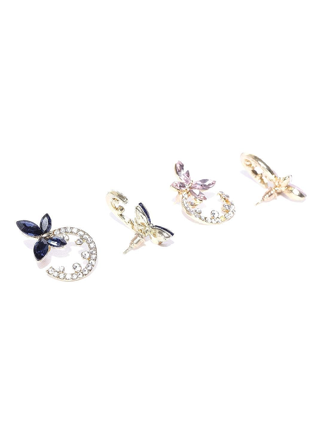 YouBella Jewellery Crystal Floral Earrings Combo For Girls and Women