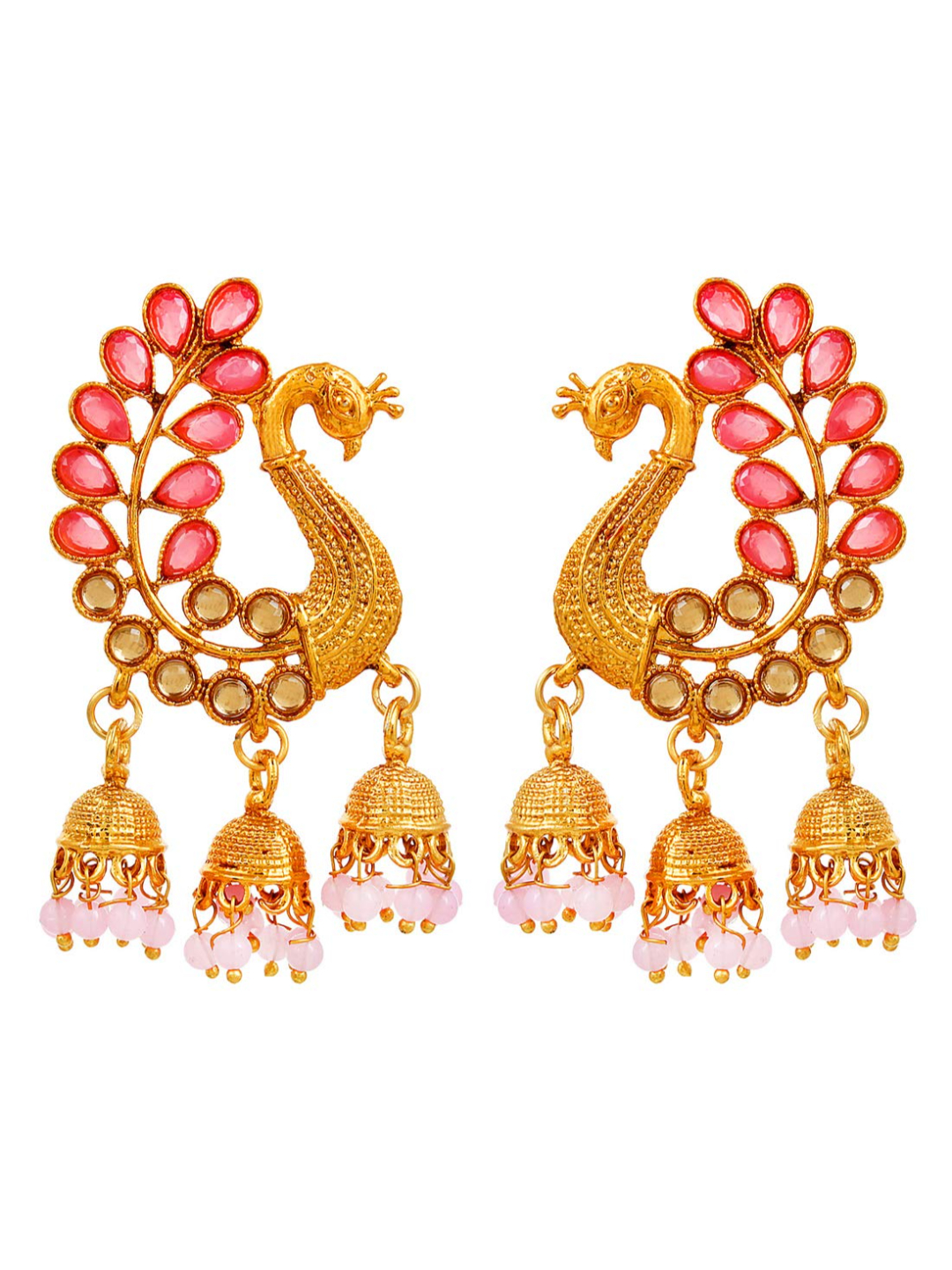 YouBella Jewellery Earings Gold Plated Pearl Jhumka/Jhumki Earrings for Girls and Women (Pink)