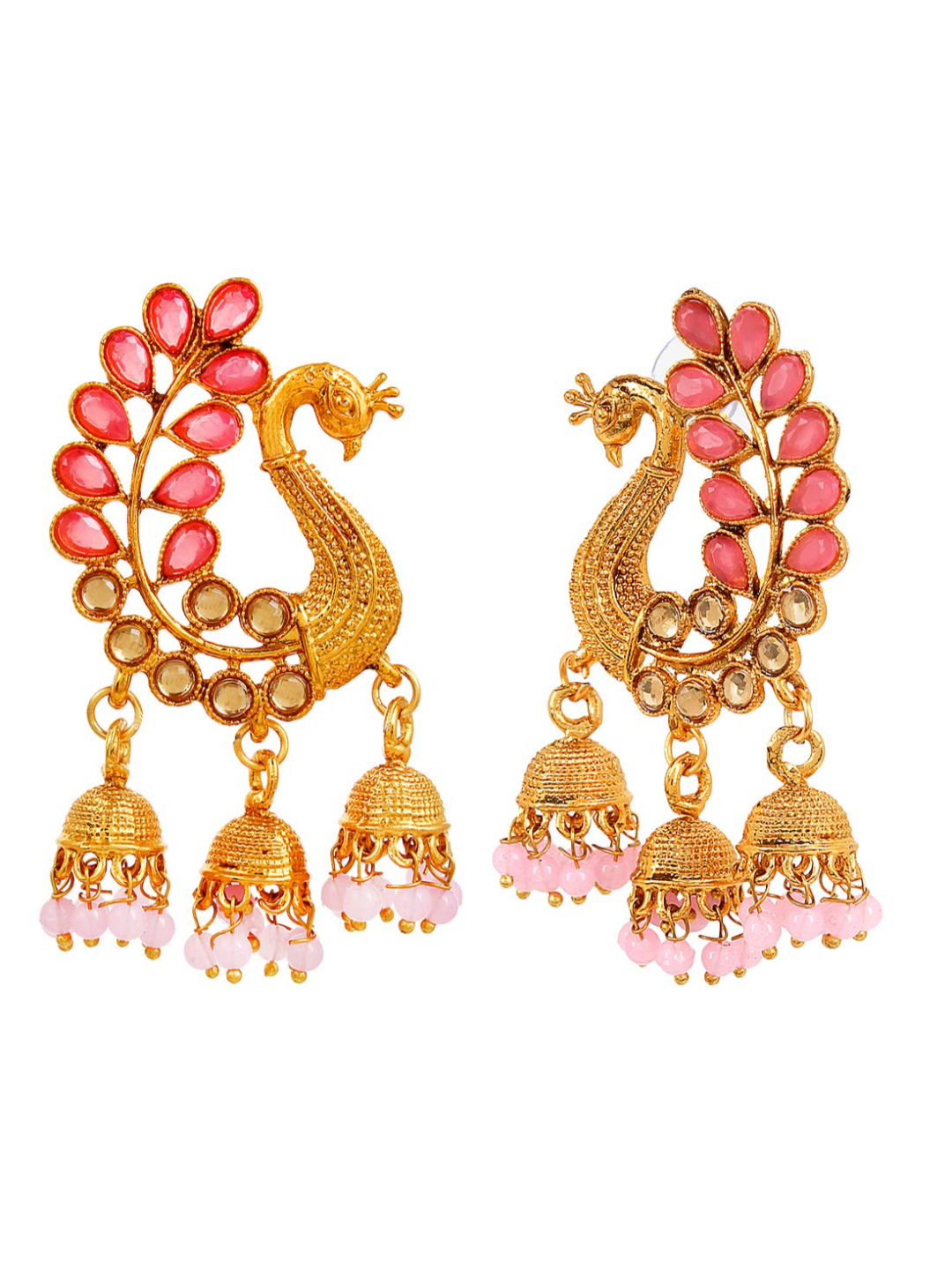 YouBella Jewellery Earings Gold Plated Pearl Jhumka/Jhumki Earrings for Girls and Women (Pink)