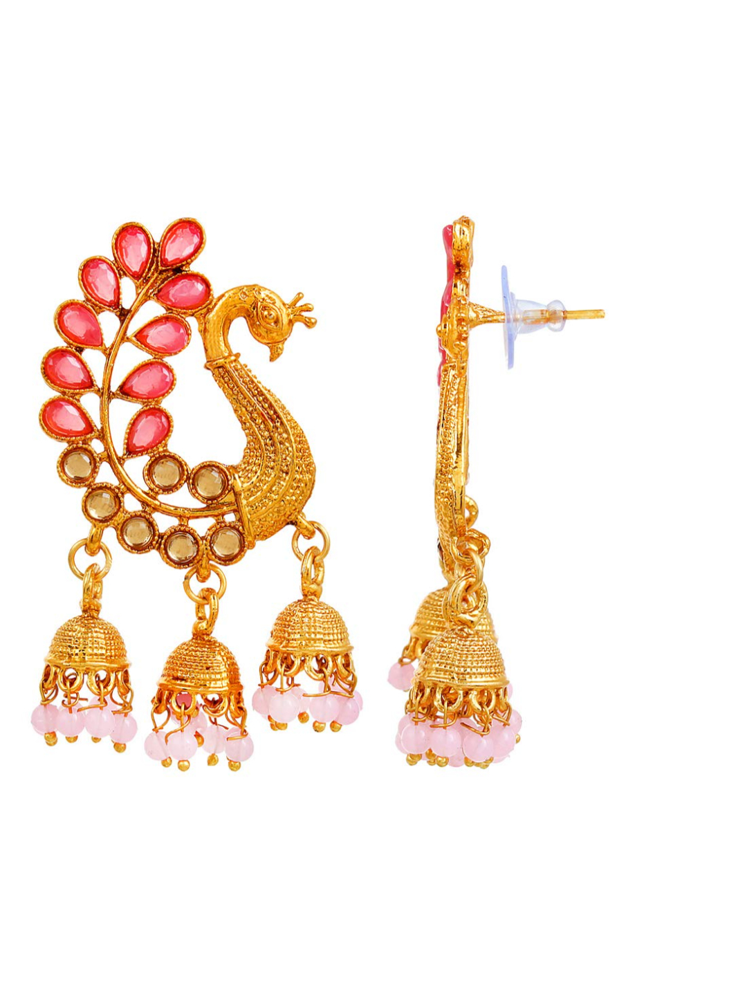 YouBella Jewellery Earings Gold Plated Pearl Jhumka/Jhumki Earrings for Girls and Women (Pink)