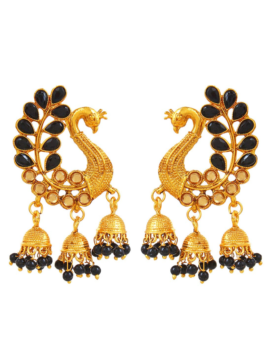 YouBella Jewellery Earings Gold Plated Pearl Jhumka/Jhumki Earrings for Girls and Women (Black)