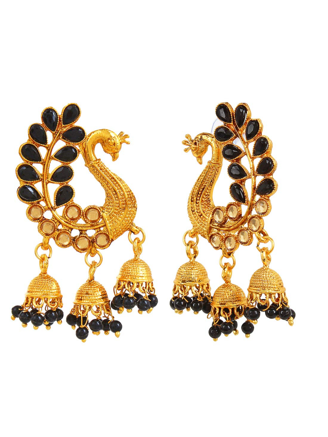 YouBella Jewellery Earings Gold Plated Pearl Jhumka/Jhumki Earrings for Girls and Women (Black)