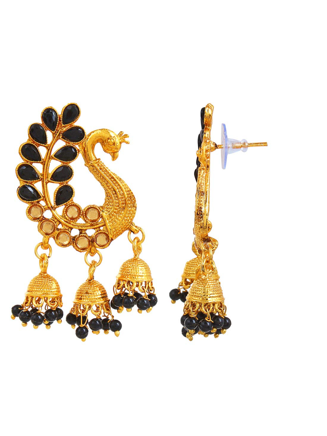 YouBella Jewellery Earings Gold Plated Pearl Jhumka/Jhumki Earrings for Girls and Women (Black)