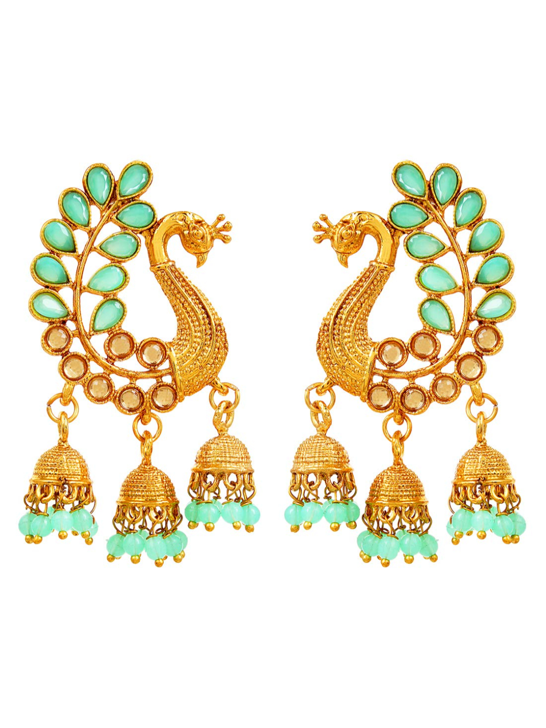 YouBella Gold Plated Pearl Jhumka/Jhumki Jewellery Earrings for Women (Sea Green)