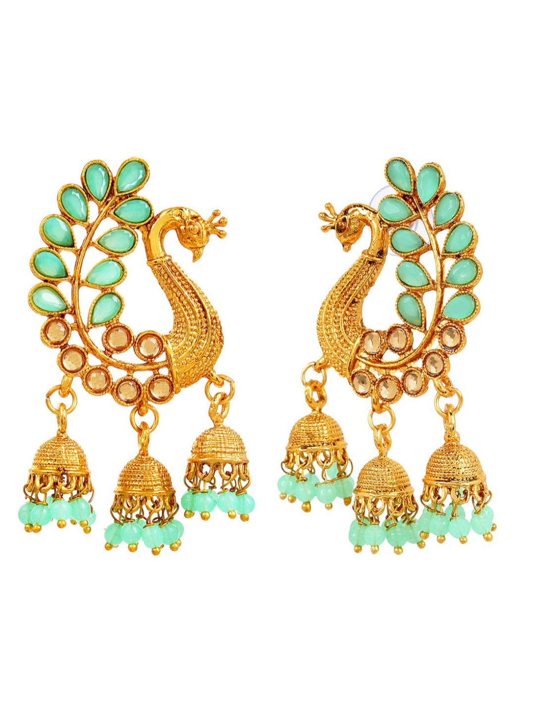 YouBella Gold Plated Pearl Jhumka/Jhumki Jewellery Earrings for Women (Sea Green)