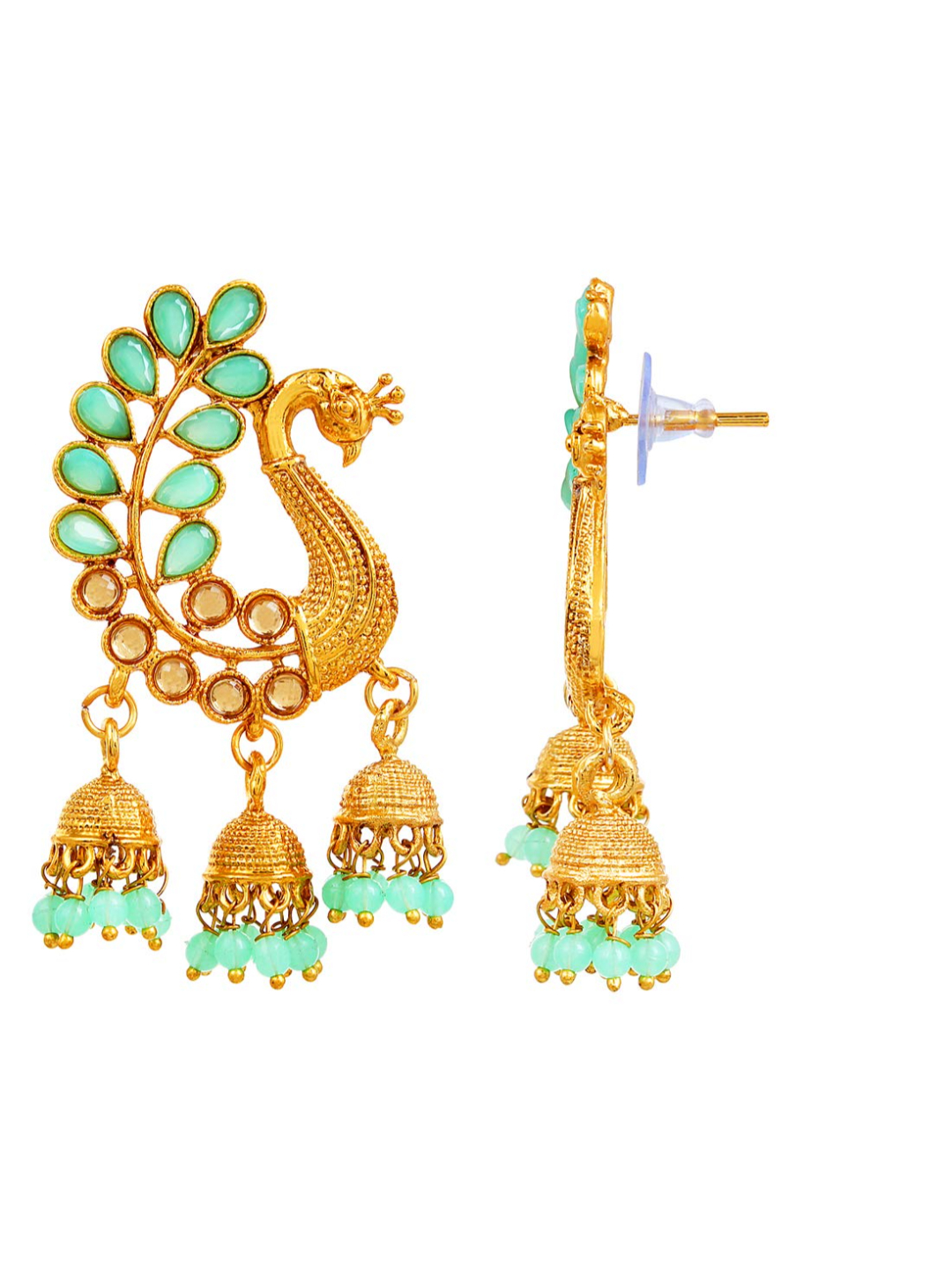 YouBella Gold Plated Pearl Jhumka/Jhumki Jewellery Earrings for Women (Sea Green)