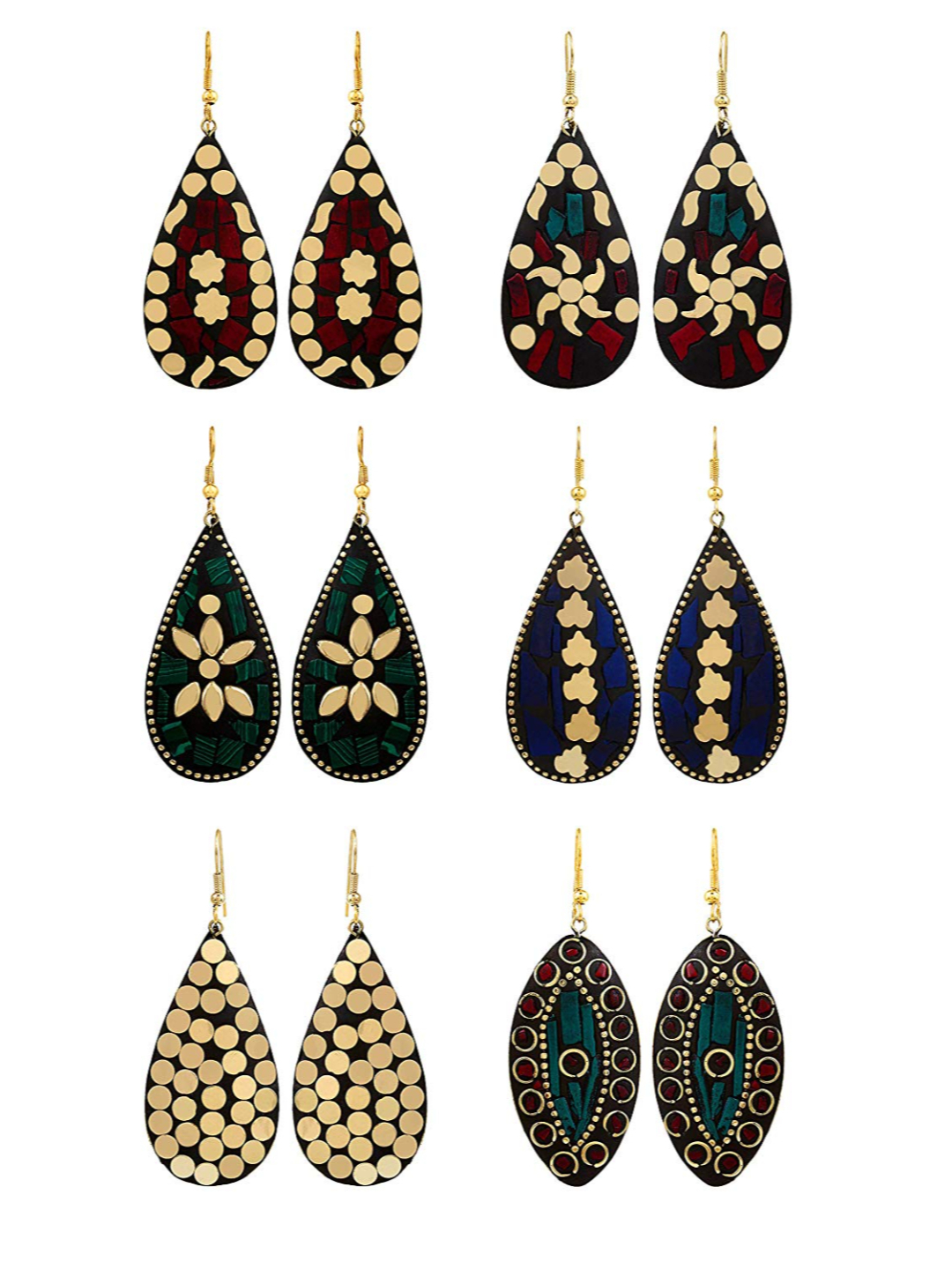 YouBella Jewellery Stylish Latest Combo of Afghani Tibetan Earrings for Girls/Women (Combo of 6)