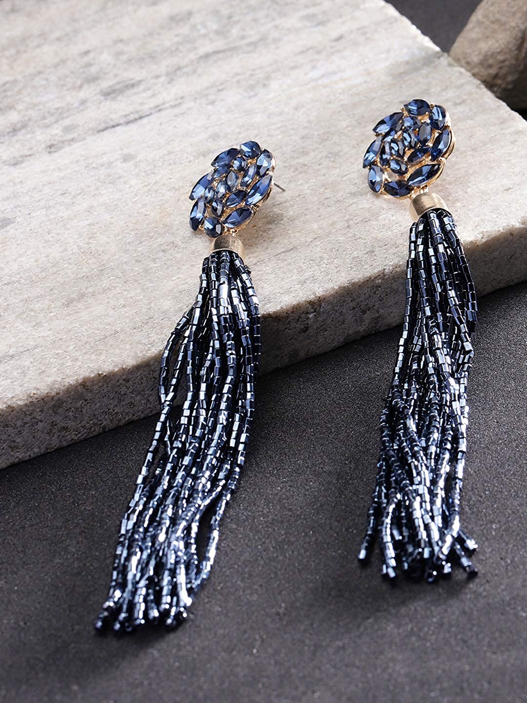 YouBella Jewellery Valentine Collection Celebrity Inspired Tassle Earrings for Girls and Women (Blue)