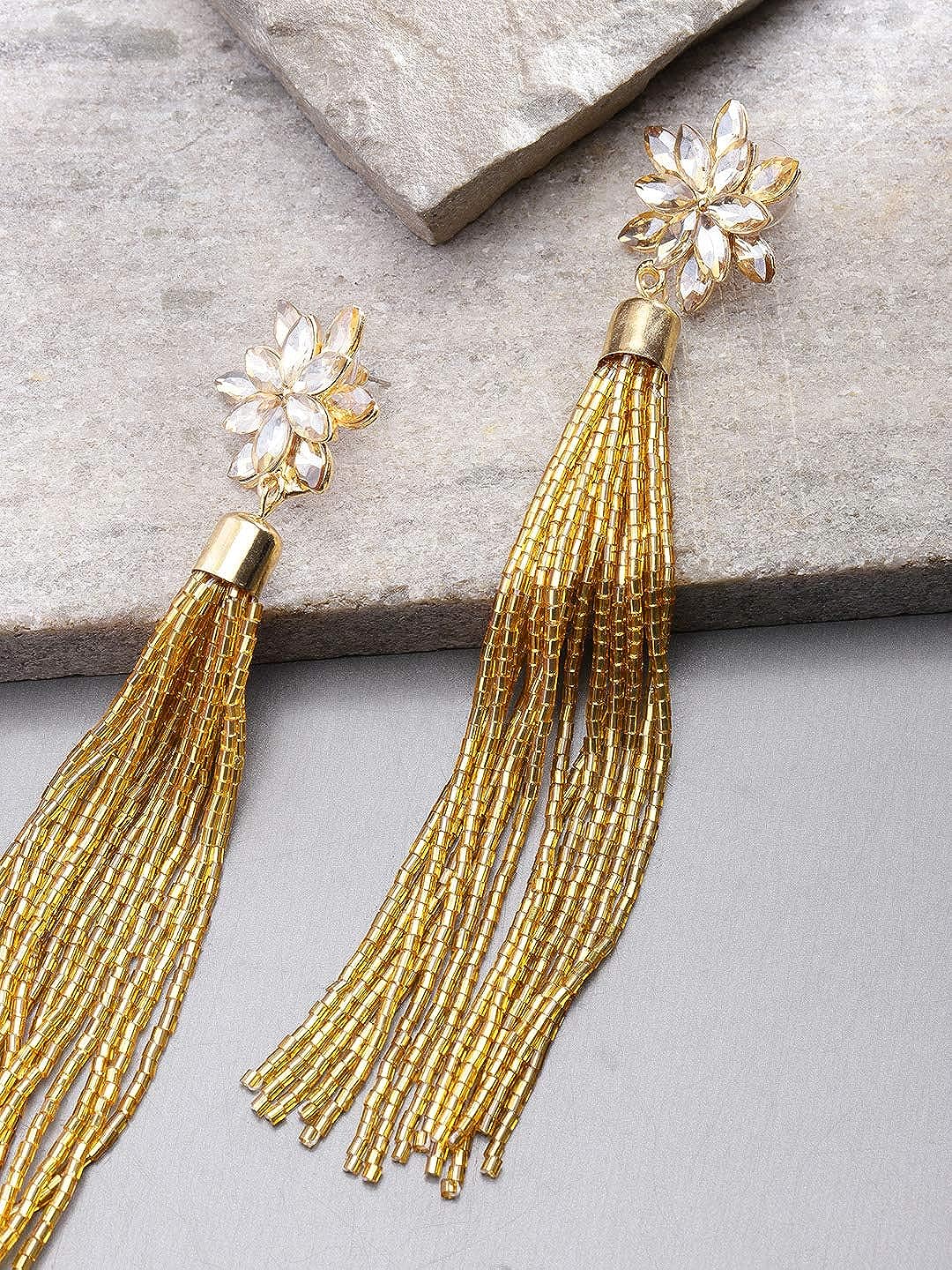 YouBella Jewellery Valentine Collection Celebrity Inspired Tassle Earrings for Girls and Women (Brown)
