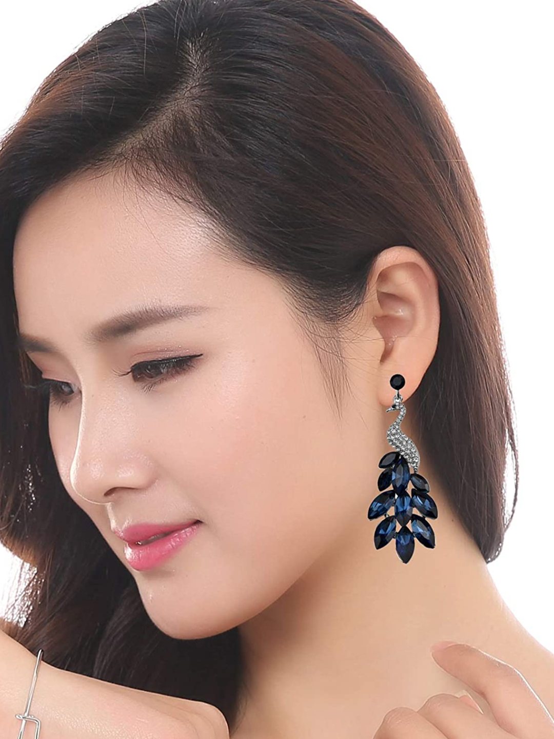 YouBella Jewellery Valentine Collection AAA Swiss Zircon Peacock Earings Fashion Earrings for Girls and Women (Blue)