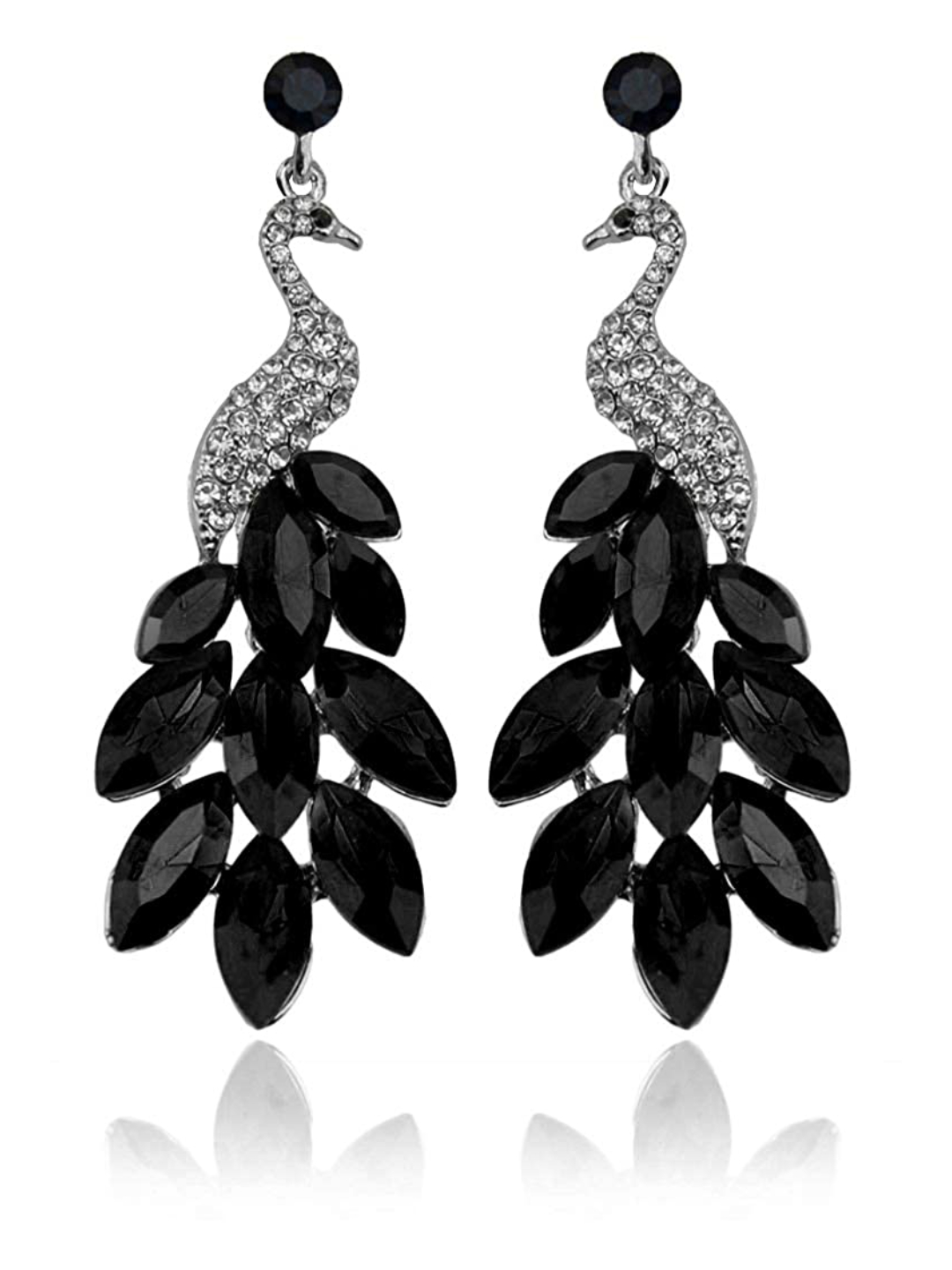 YouBella Jewellery Valentine Collection AAA Swiss Zircon Peacock Earings Fashion Earrings for Girls and Women (Black)