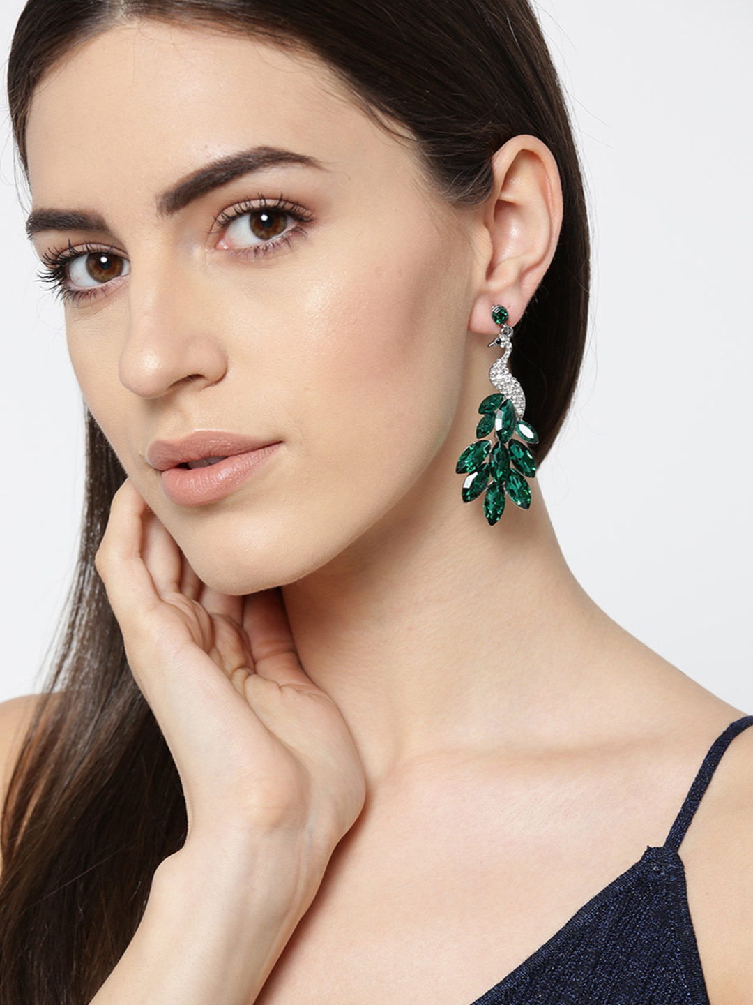YouBella Jewellery Valentine Collection AAA Swiss Zircon Peacock Earings Fashion Earrings for Girls and Women (Green)