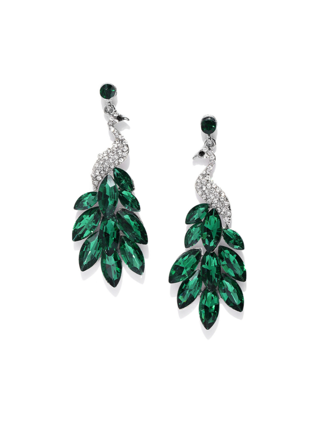 YouBella Jewellery Valentine Collection AAA Swiss Zircon Peacock Earings Fashion Earrings for Girls and Women (Green)
