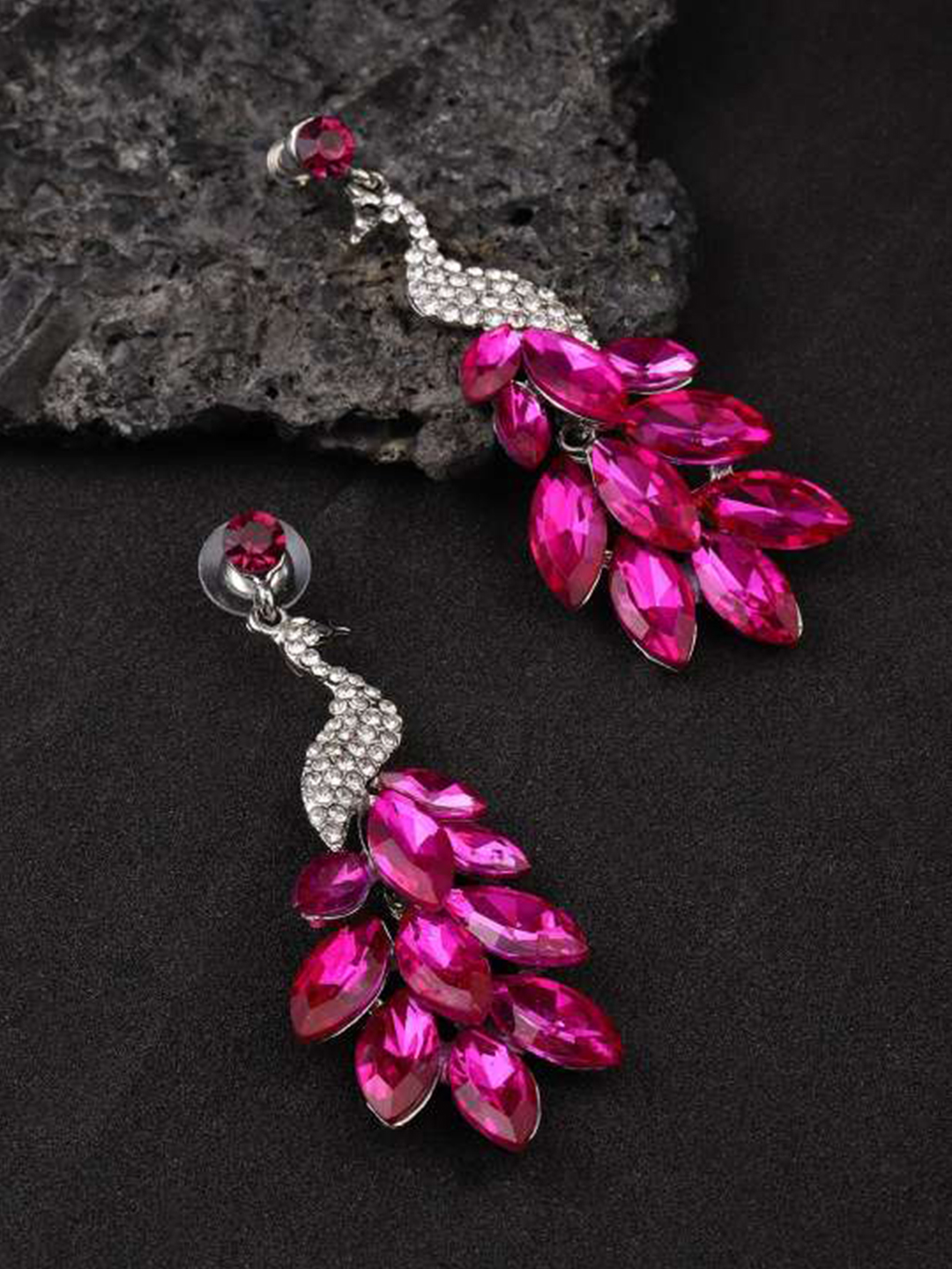 YouBella Jewellery Valentine Collection AAA Swiss Zircon Peacock Earings Fashion Earrings for Girls and Women (Pink)