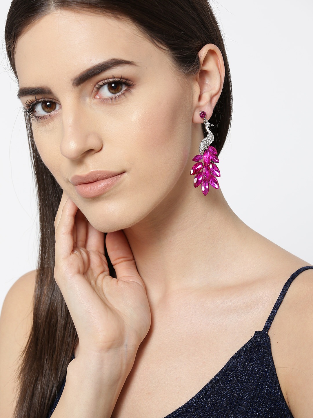 YouBella Jewellery Valentine Collection AAA Swiss Zircon Peacock Earings Fashion Earrings for Girls and Women (Pink)
