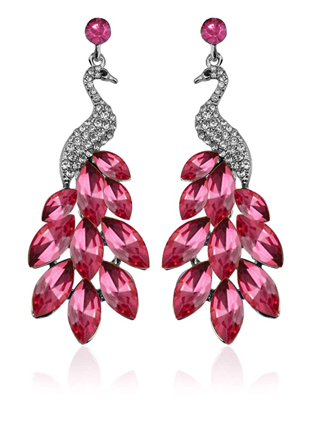 YouBella Jewellery Valentine Collection AAA Swiss Zircon Peacock Earings Fashion Earrings for Girls and Women (Pink)