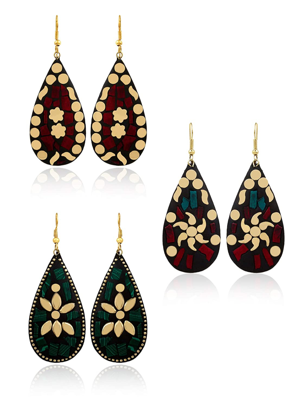 YouBella Jewellery Afghani Tibetan Earrings for Girls/Women (Combo of 3)