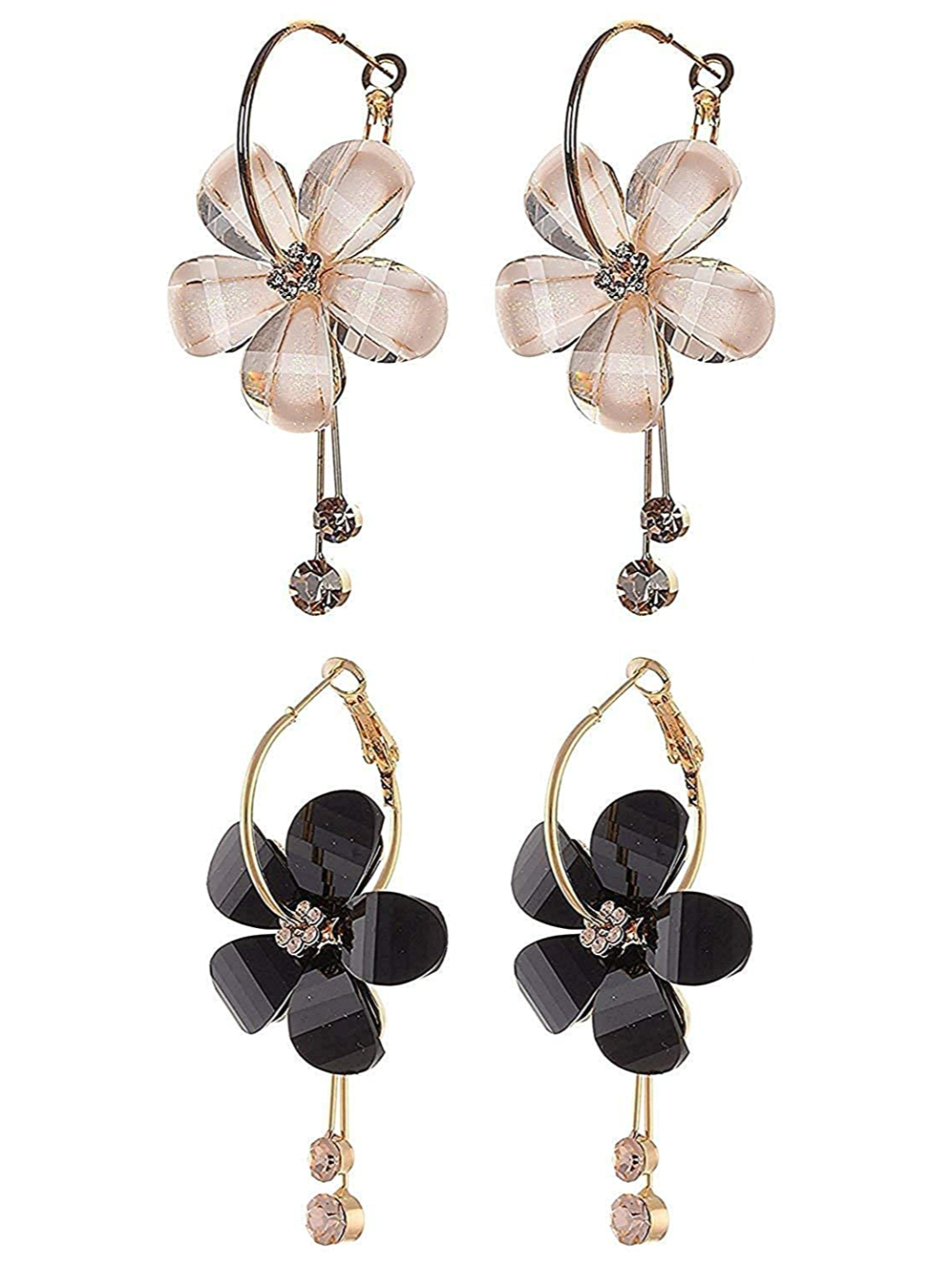 YouBella Jewellery Gold Plated Flower Shape Combo Earrings for Women and Girls